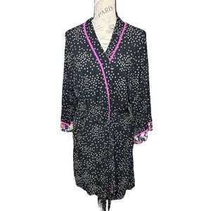 Soma Cool Nights Short Robe Heartbreaker Black Floral All Over Ditsy Hearts